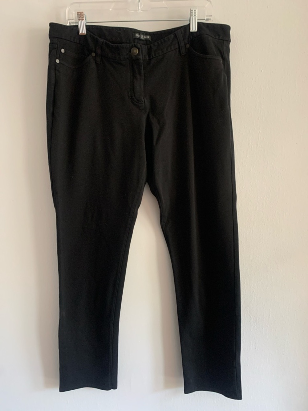 EILEEN FISHER Black Straight-Leg Chinos